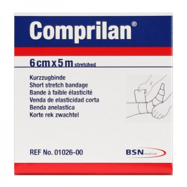 Comprilan 6 cm x 5 metros: Ligadura de suporte de tecido elástico Comprilan 6 cm x 5 metros: Ligadura de suporte de tecido elástico